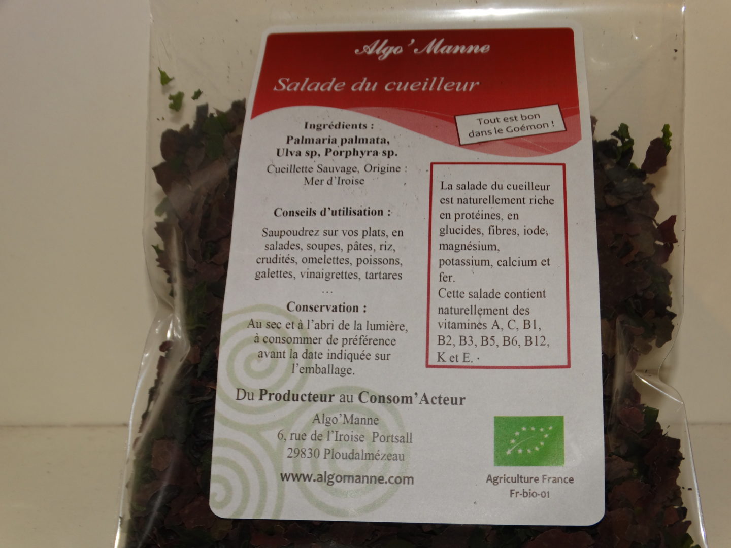 Algues séchées bio Salade du cueilleur de chez Algomann